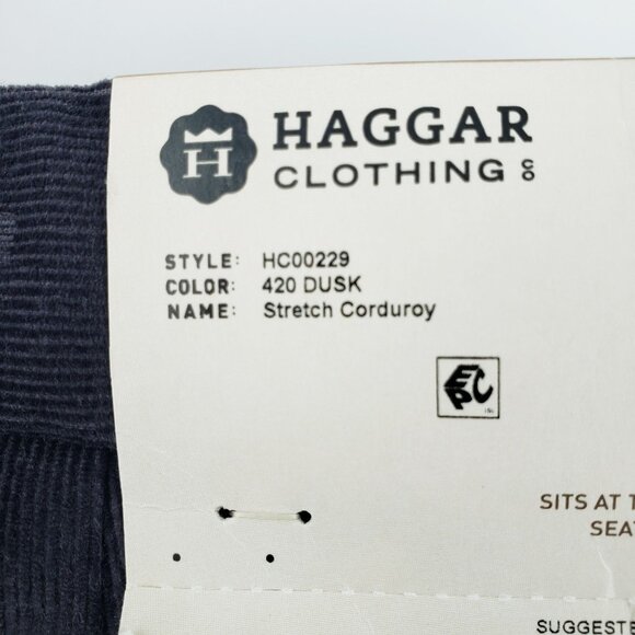 Haggar Corduroy Pants 42X32 Dusk Gray Classic Fit Stretch Expandable Waist NWT - Picture 11 of 12